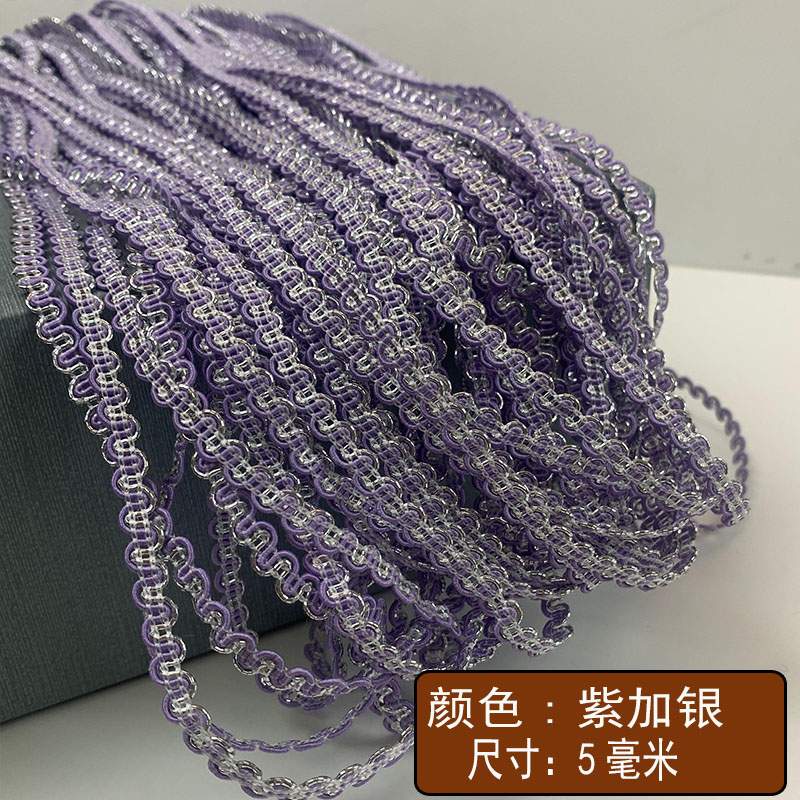 Muñeca de 25 m de encaje de hilo de oro y plata de estilo étnico de 5mm de dos colores Great Wall pequeño cinturón curvo de bricolaje accesorios de traje