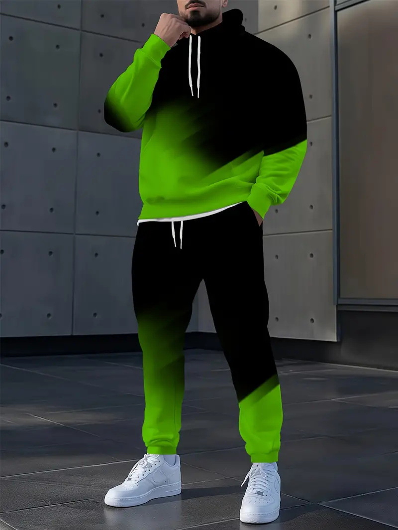 Otoño nuevo estilo de los hombres colorido color de contraste estilo de diseño estilo popular cordón suéter con capucha pantalones MC11-ML1