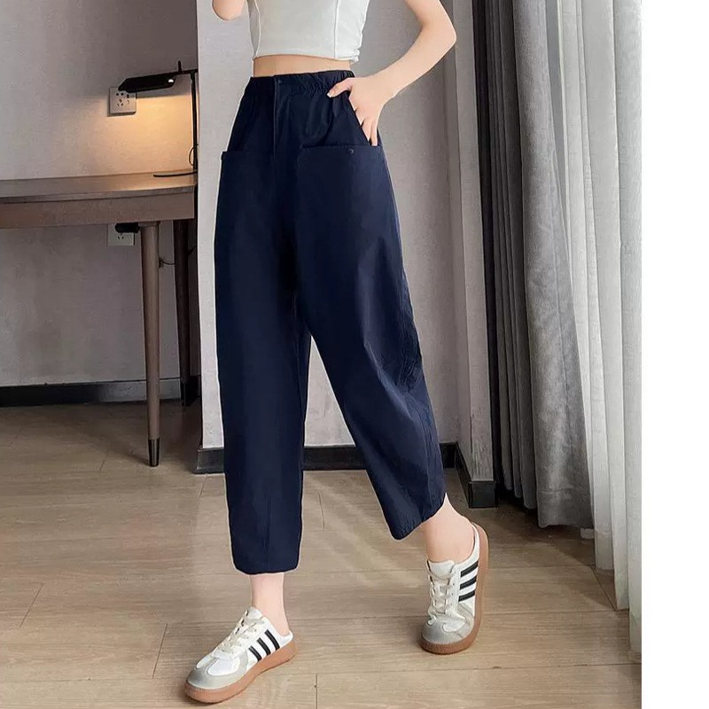 Quick-Dry Women's Summer Thin Jogger Carrot Pants Petite Loose Casual Cropped Harem Pants 3651