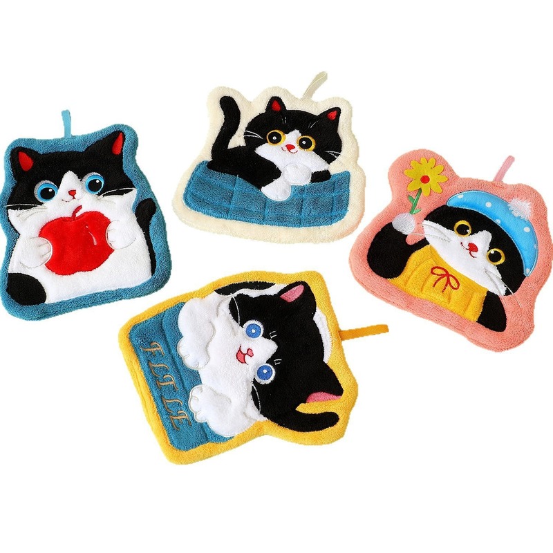かわいい猫のハンドタオル、キッチンやバスルーム用の臭わないハンドタオル、吊り下げ式の吸水性のある子供用ハンカチ、お土産|undefined