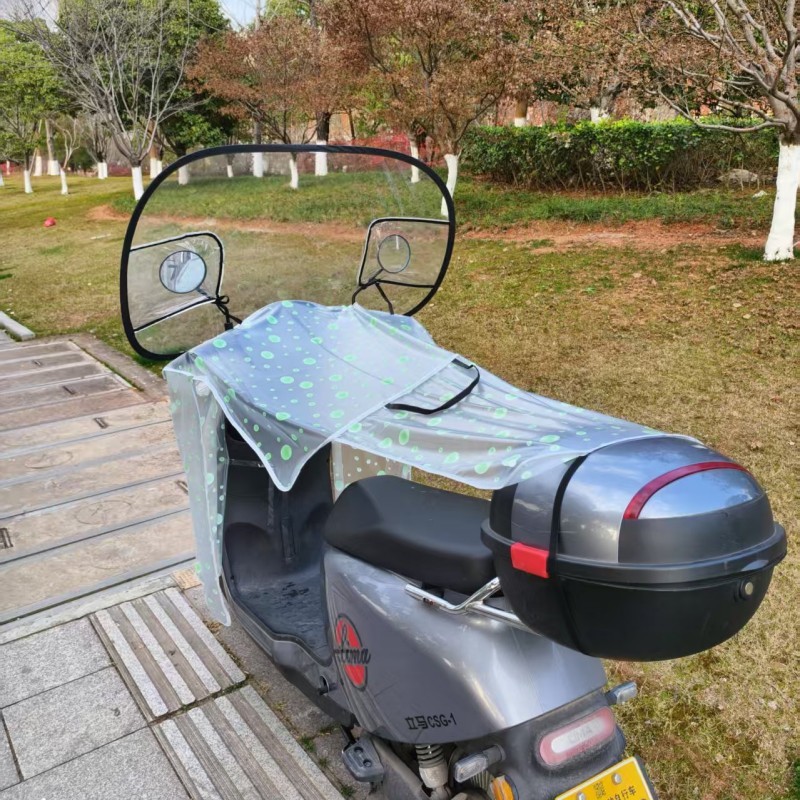 新しい電気自動車フロントフロントガラスサンシェードとレインカバーバッテリーオートバイオールシーズン防水透明フロントガラスセット|undefined