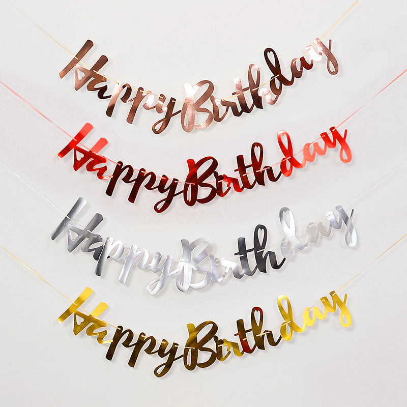 conjoined bronzing letter banner birthday happy birthday pull flag golden birthday dress cross-border