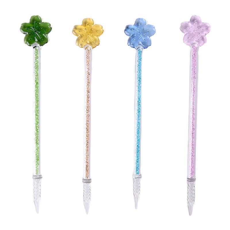 Pluma creativa con pluma de diamante color vidrio DIP pluma caja de regalo traje firma pluma vidrio escrito prueba color pluma regalo