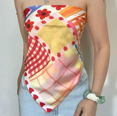 115 # lenço quadrado de flores com correspondência de cores (B4212)