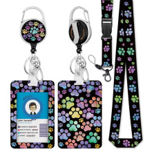 亚马逊跨境UV印刷卡套可伸缩易拉得扣热转印挂绳带证件扣胸卡牌