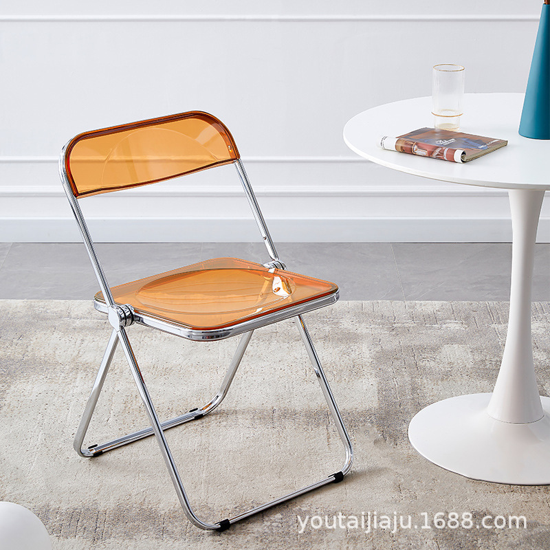 Acrylic Folding Chair Transparent Dining Chair ins Cyber Celebrity Photo Plastic Crystal Chair Photo Negotiation Chair