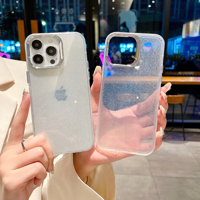 透明闪粉适用iPhone15promax手机壳简约苹果15/13保护套mate60pro