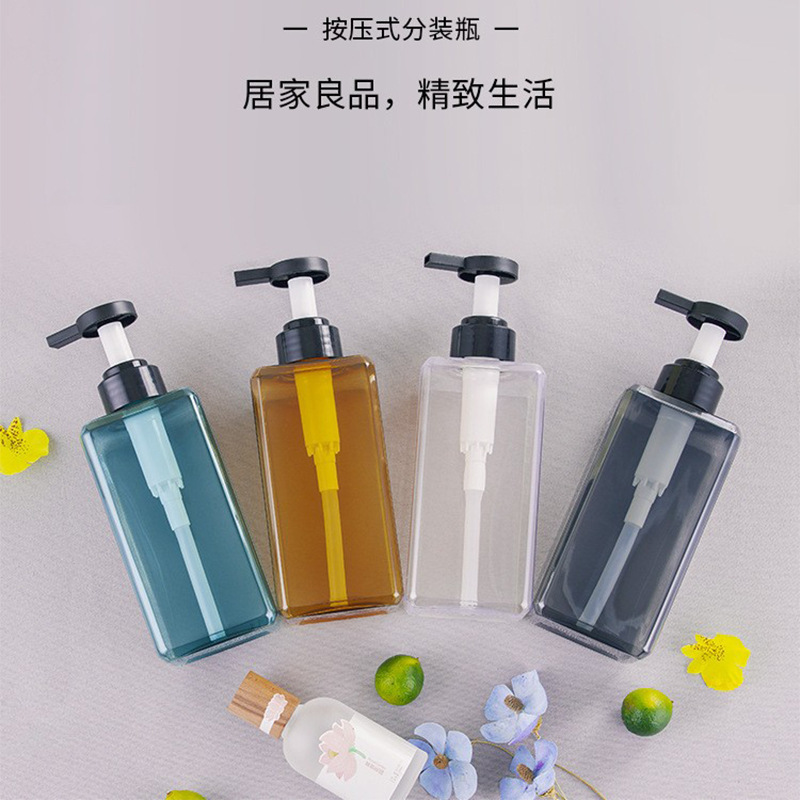 500ml厚いPET押し乳液四方瓶シャンプー入浴剤ホテル洗浄保護分注瓶スポット|undefined
