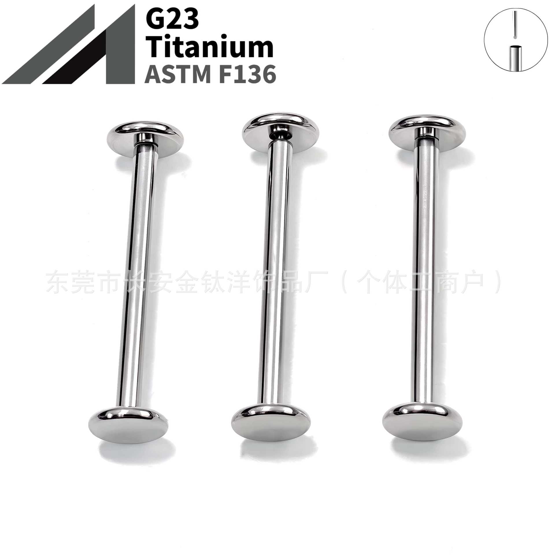 16G labret stud size and finish detail