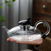 城懿黑宝石民宿泡茶壶茶杯高透耐高温花茶壶套装家用加厚玻璃鼠尾