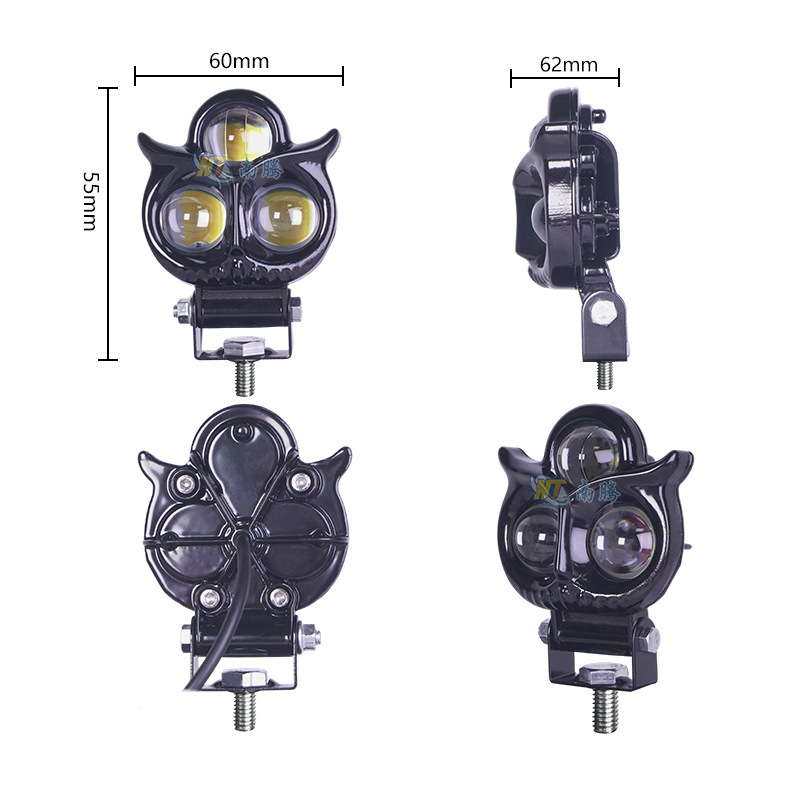 búho águila tres ojos luz de punto blanco-amarillo lente bicromática motocicleta LED lámpara modificada luz auxiliar externa del vehículo eléctrico image 3