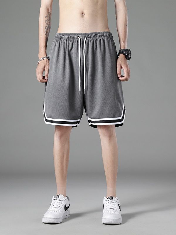 Pantalones cortos deportivos de baloncesto para hombres sueltos de verano de secado rápido de malla americana Ice Silk Beach fitness pantalones cortos para hombres y mujeres