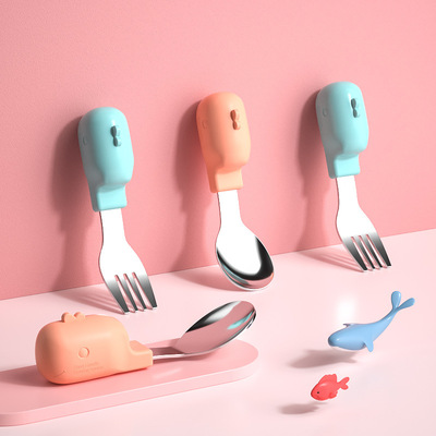 baby Having dinner train Spoon baby Brachypodium Spoon fork tableware suit children Complementary feeding spoon children tableware OEM