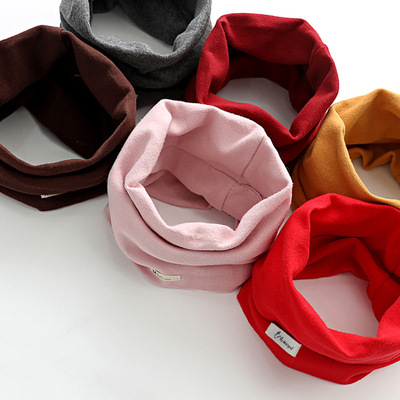 秋冬季新款韩版双层儿童围脖纯棉纯色宝宝防风套脖婴幼儿保暖脖套