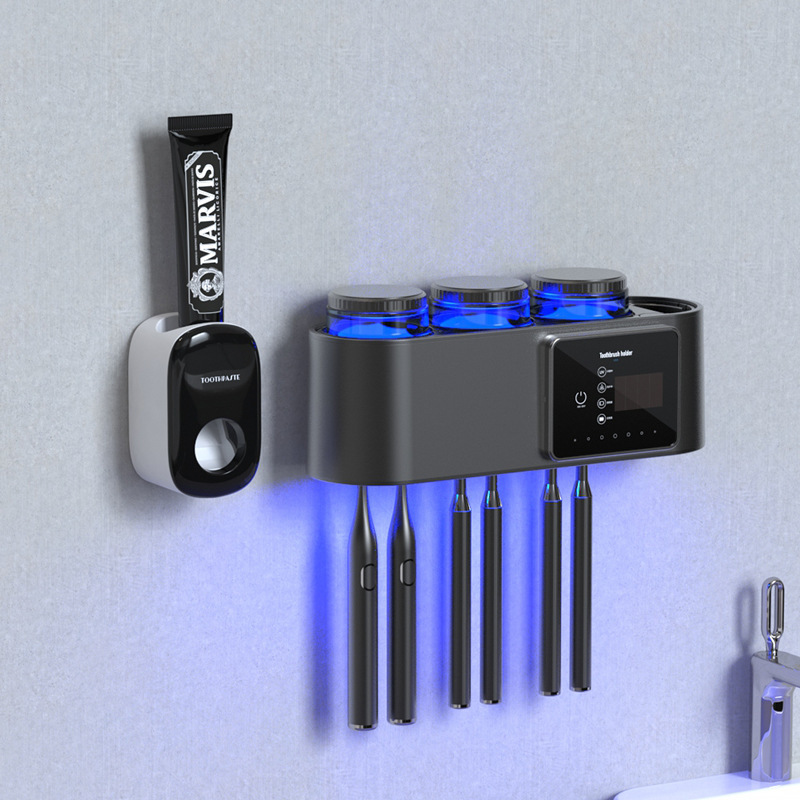 スマート乾燥歯ブラシ消毒器収納紫外線殺菌穴なしトイレ壁掛け式ラック電動|undefined