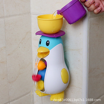 Cross border take a shower Shower Room Meng Fun penguin Around music children Bathing Toys Waterwheel windmill Bath Toys