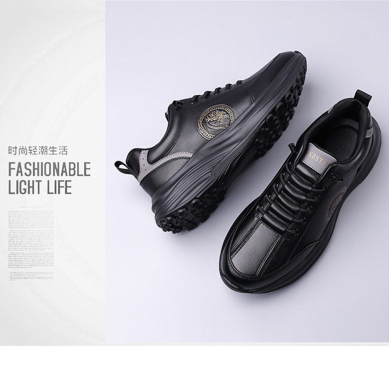 Giày thể thao nam da lộn nhẹ đế mềm mặt mềm, giày sneaker chạy bộ ngoài trời gót 3-5 cm — h6608 trắng, h6608 đen chi tiết 20