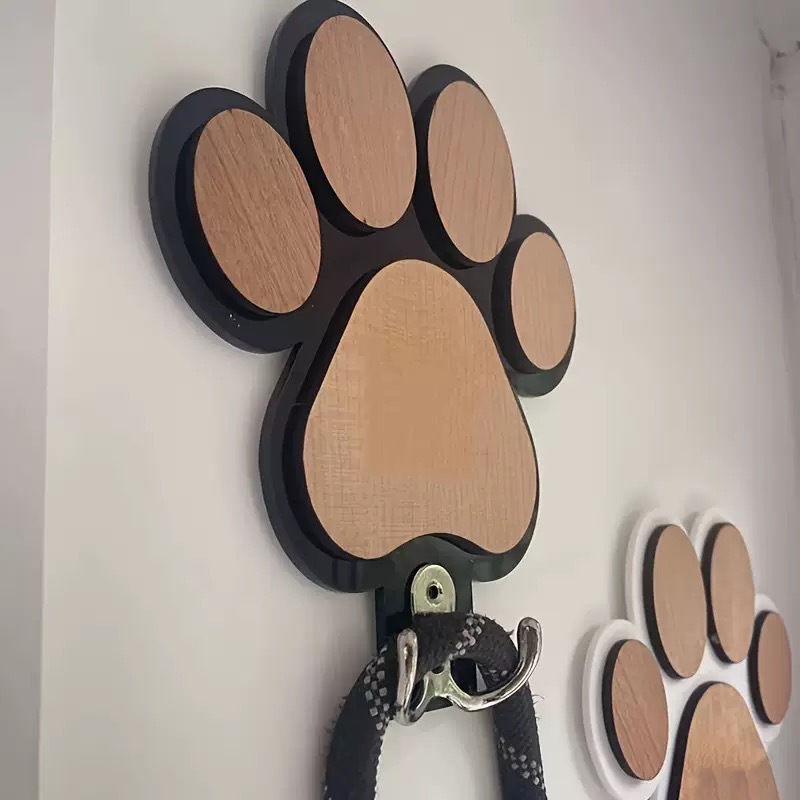 Ventas transfronterizas de ropa caliente de cuerda de perro pared tiendas de mascotas creativas de pared decoración de pared de moda de madera huella de patas gancho