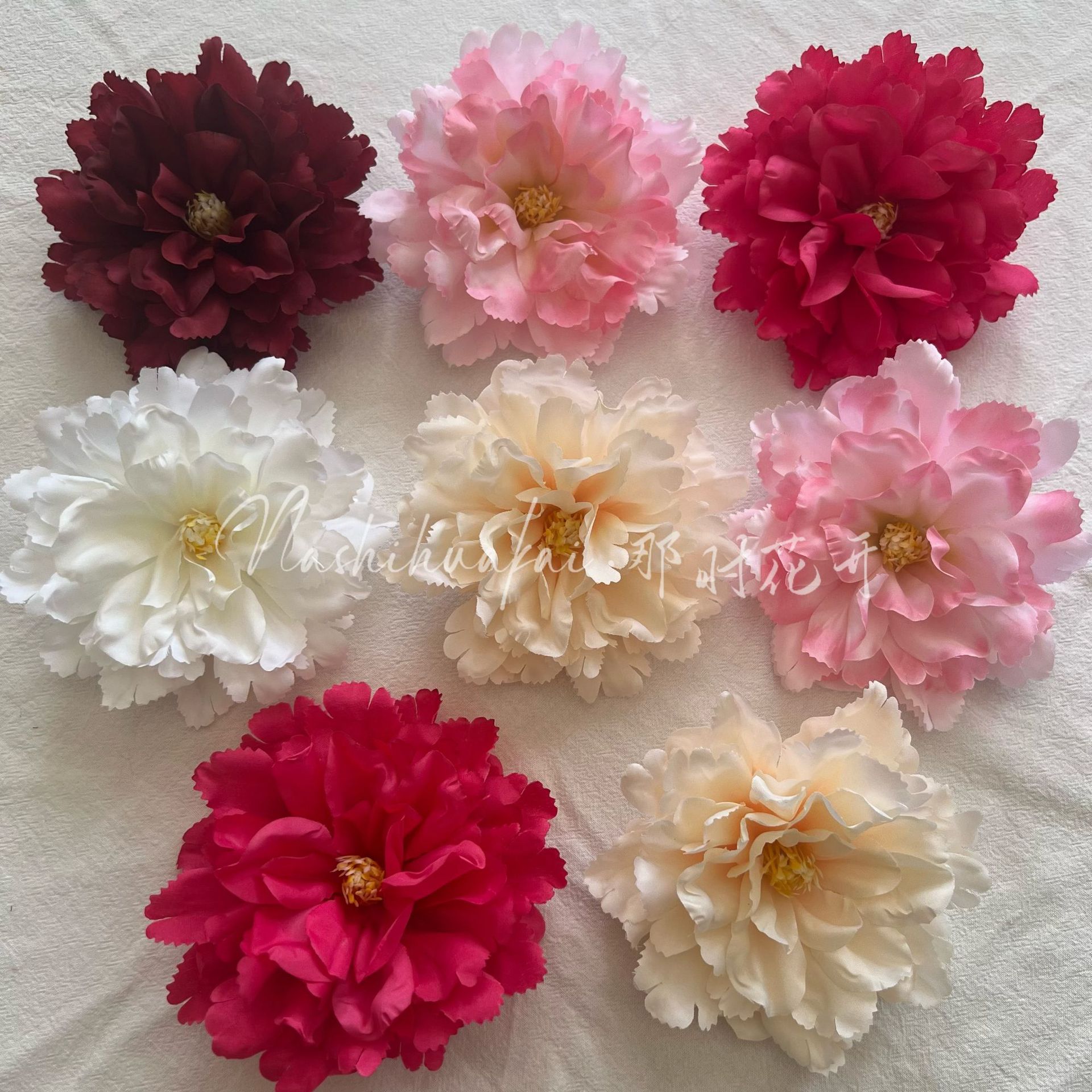 Artificial Hibiscus Peony Flower Head Handmade DIY Decoration Hanfu Accessory Large Peony Bachelor's Hat Hairpin Flower Cross-Border Flower Head