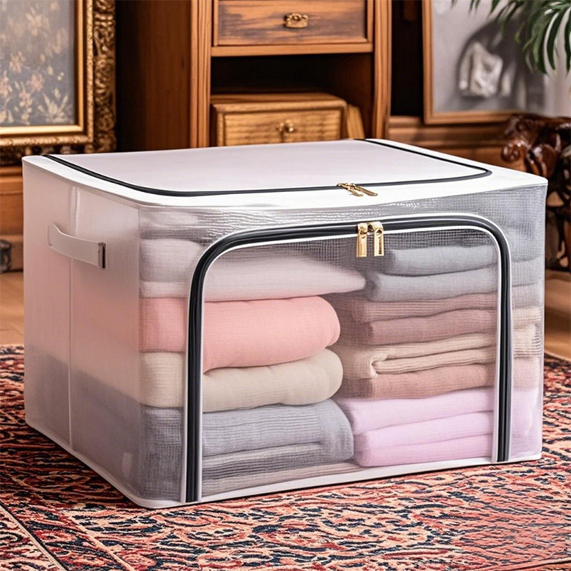 Transparent storage box large clothes pants folding storage box nylon waterproof mesh clothes finishing box wholesale