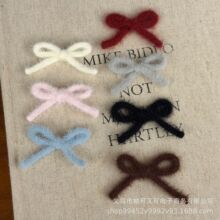 新款毛线蝴蝶结彩色绒线手工diy帽子发夹头饰发饰服装辅料批发