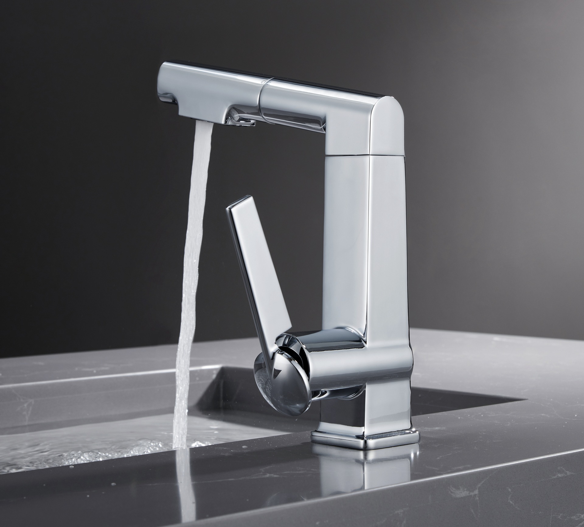 German quality black washbasin faucet, cold and hot, all-copper pull-out type with lifting and rotating under-sink for washing face and mouthwash undefined