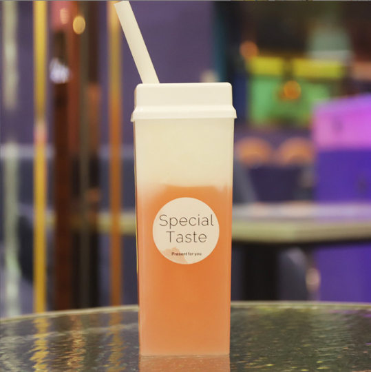 Net red K2-2 square brick milk tea cup 500ml disposable creative PP high temperature resistant take-out beverage bottle wholesale