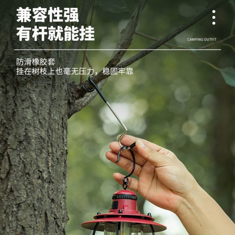Outdoor camping pigtail hook, strong hanging hook for canopy, tent camping light holder, no-drill adhesive