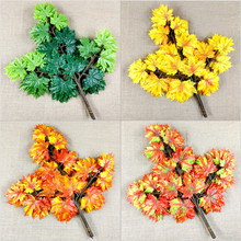 仿真杨树叶枫叶手感过胶假树枝树叶绿植秋季装饰园林绿化绿叶批发