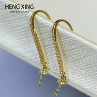 Hengxing оптом 18-каратное золото циркон ушной крючок полуфабрикаты простые дамы жемчужные серьги золотые аксессуары