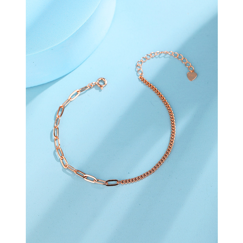 925 pulsera de costura de plata esterlina para mujeres ins simple diseño de alta gama sentido nicho temperamento cadena simple exquisita pulsera estilo frío