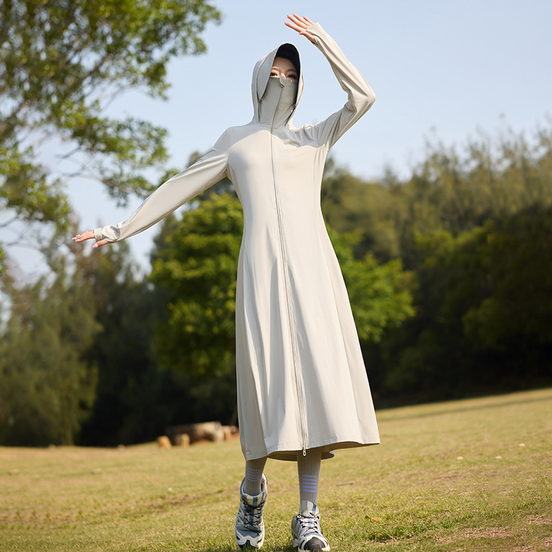 オリジナル糸ロング日焼け止め服女性のためのアイスシルク夏全身日焼け止め服夏の新 2025 通気性ビーチ日焼け止めジャケット|undefined