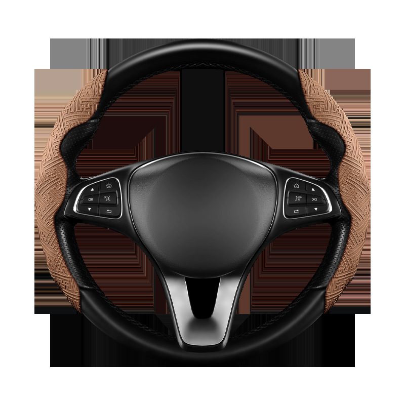 New steering wheel cover made of Nappa leather, non-slip, sweat-absorbent, universal half-cover protector, suitable for all seasons, ultra-thin handlebar cover