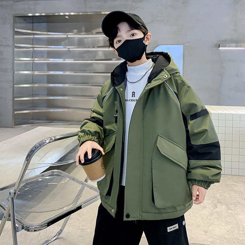 소년 기모 파커 코트 2024 년 가을과 겨울 뉴 종다 어린이 겨울 유행 두꺼운 코트 면화 패딩 코트