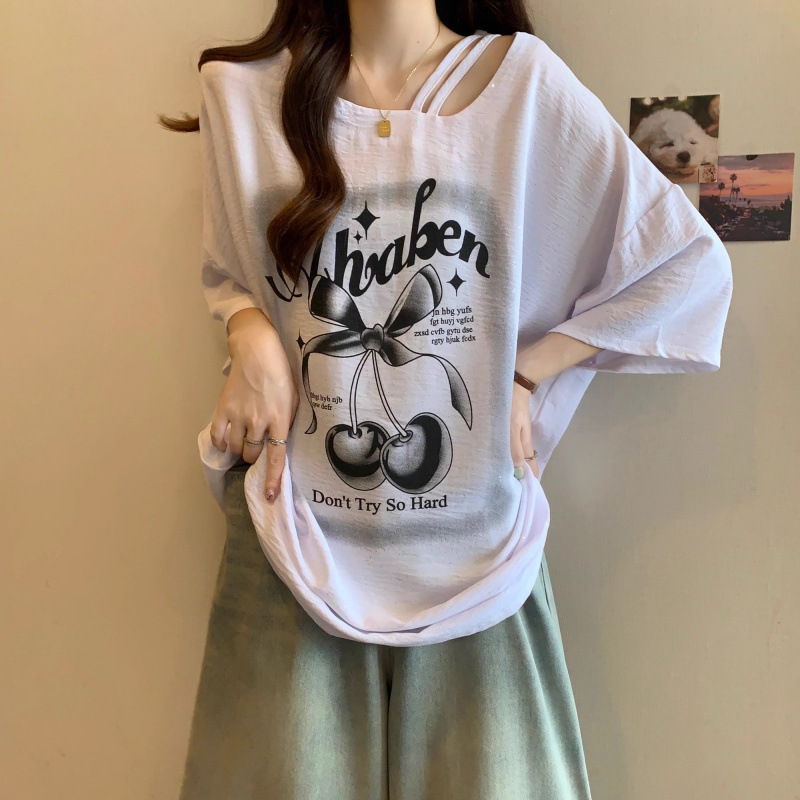 ファットmmフレンチスパンコール半袖Tシャツ大きいサイズレディース夏痩身ミドル丈ゆったりお尻カバートップス150kg|undefined