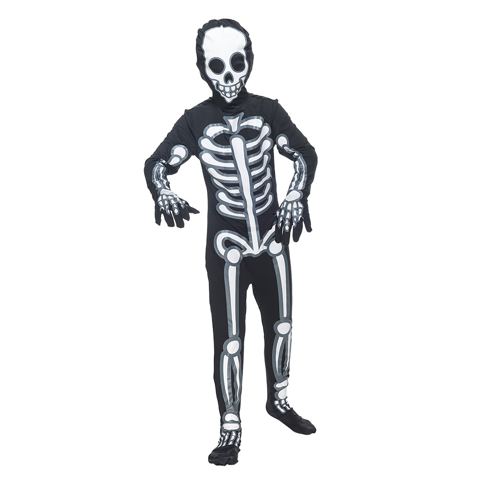 Spot nuevo disfraz de Halloween para niños, traje de juego de rol de calavera luminosa de terror, traje de fiesta de actuación del campus