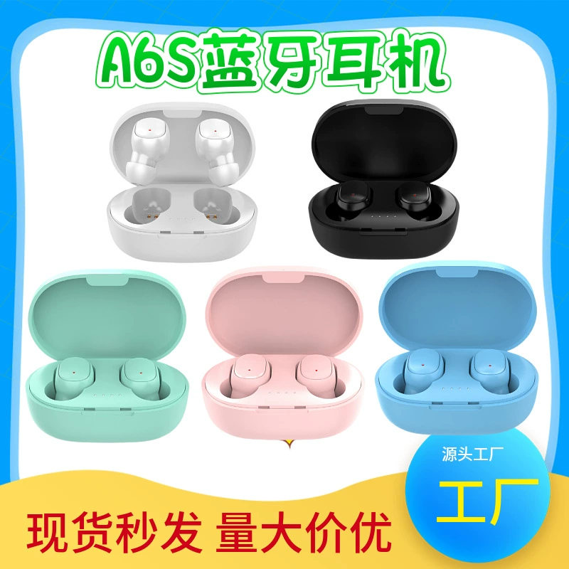 New A6S Bluetooth headset portable macaron mini sports noise reduction in-ear stereo wireless headset