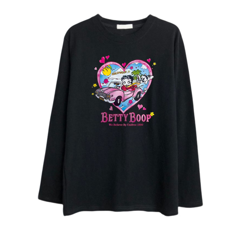 American high street Betty Girl pure cotton long-sleeve t-shirt for women, 2026 autumn new design, niche style base layer