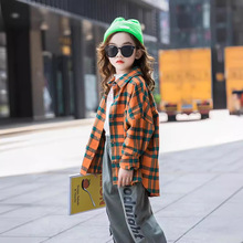 女童春秋长袖格子衬衫 韩版中大童宽松洋气上衣 外贸童装现货直供