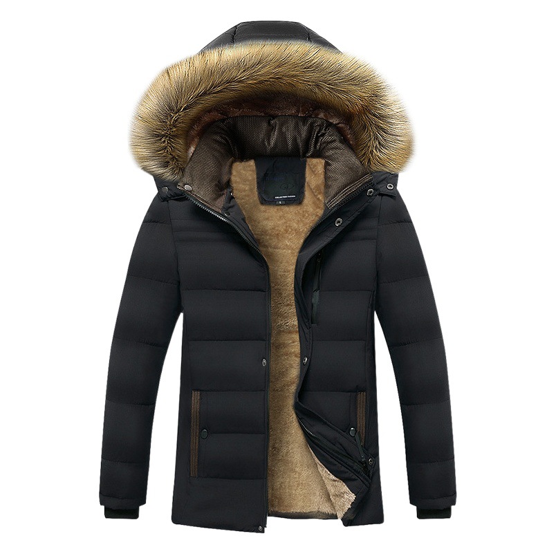 Cross-Border Chaqueta acolchada de algodón para hombre invierno 2021 nueva chaqueta acolchada de algodón cálido de mediana edad con capucha chaqueta acolchada de algodón engrosada abrigo de papá