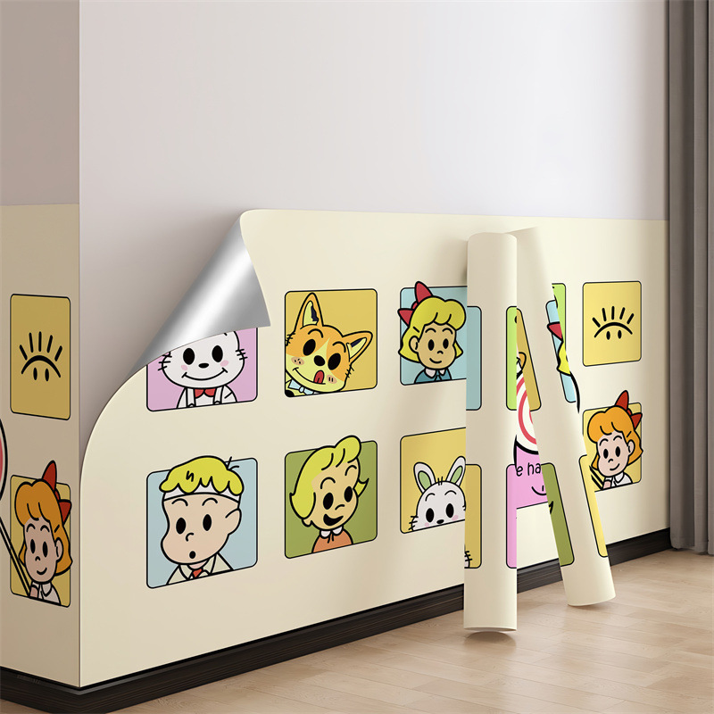 Cartoon Wallpaper Self-Adhesive Waterproof and Moisture-Proof Living Room Room Kindergarten Wall Skirt Renovation Sticker Home Wall Surround
