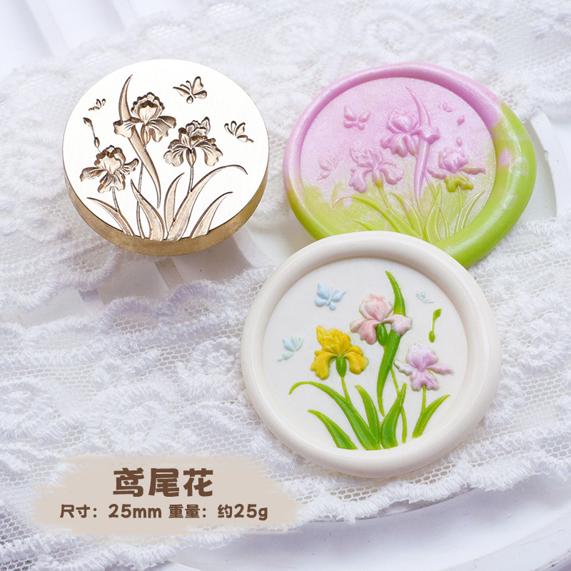 Sello de pintura de fuego serie de plantas tulipán rosa artística fuego pintura sello creativo cera regalo