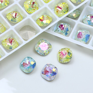 Dongzhou Crystal K9 boutique drill DIY jewelry accessories coated nail drill fat square color colorful sharp bottom drill wholesale