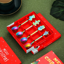 跨境不锈钢圣诞小勺子创意搅拌咖啡甜品勺姜饼人圣诞勺子礼品套装