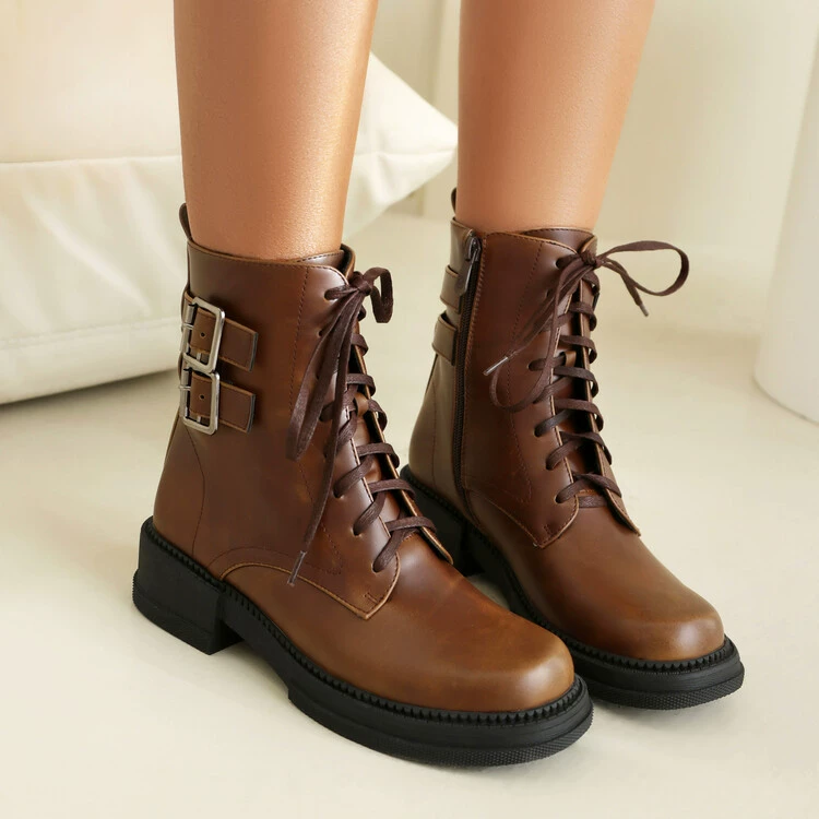 2024 весна-осень короткие сапоги на низком каблуке, женские трансграничная Внешняя торговля, большие размеры 40-43, женские сапоги на шнуровке, Ботинки Martin, AliExpress оптом