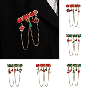 Winter New Arrival Cute Brooch with Red and Green Stripe Decoration for Girls