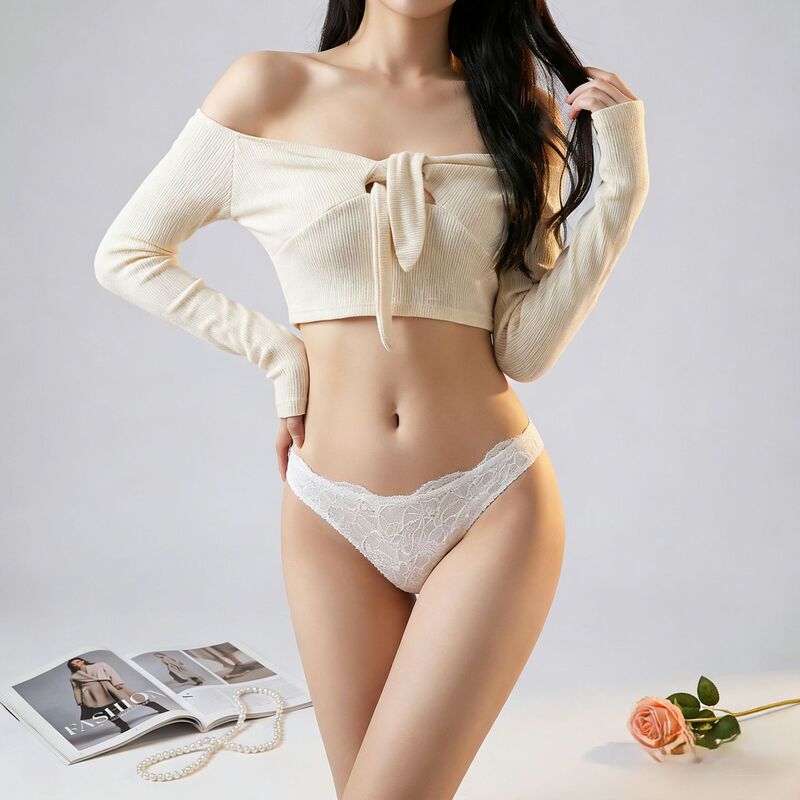 Women's Sexy Low-Waist Thong European and American Style Transparent Lace Thin Strap Seamless Seductive Foreign Trade Erotic Underwear for Women Women's Sexy Low-Waist Thong European and American Style Transparent Lace Thin Strap Seamless Seductive Foreign Trade Erotic Underwear for Women