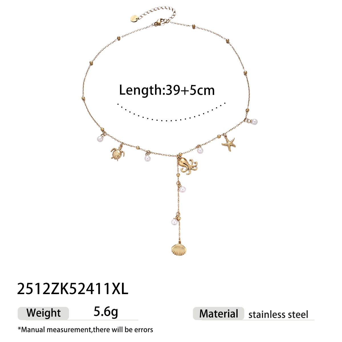 Alta Europa y América de moda acero inoxidable chapado en oro 18 quilates serie de mar conchas colgante estrella de mar de alta calidad mujer image 7