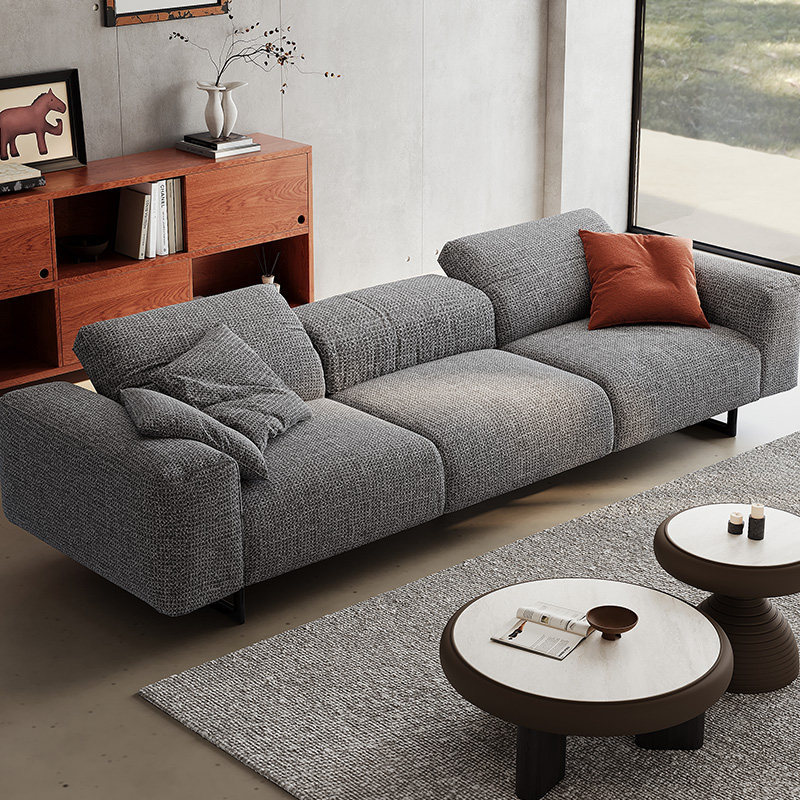 Italiano simple sofá de tela recta gran sala de estar algodón gris oscuro sofá cuadrado sofá de casa de alojamiento sofá