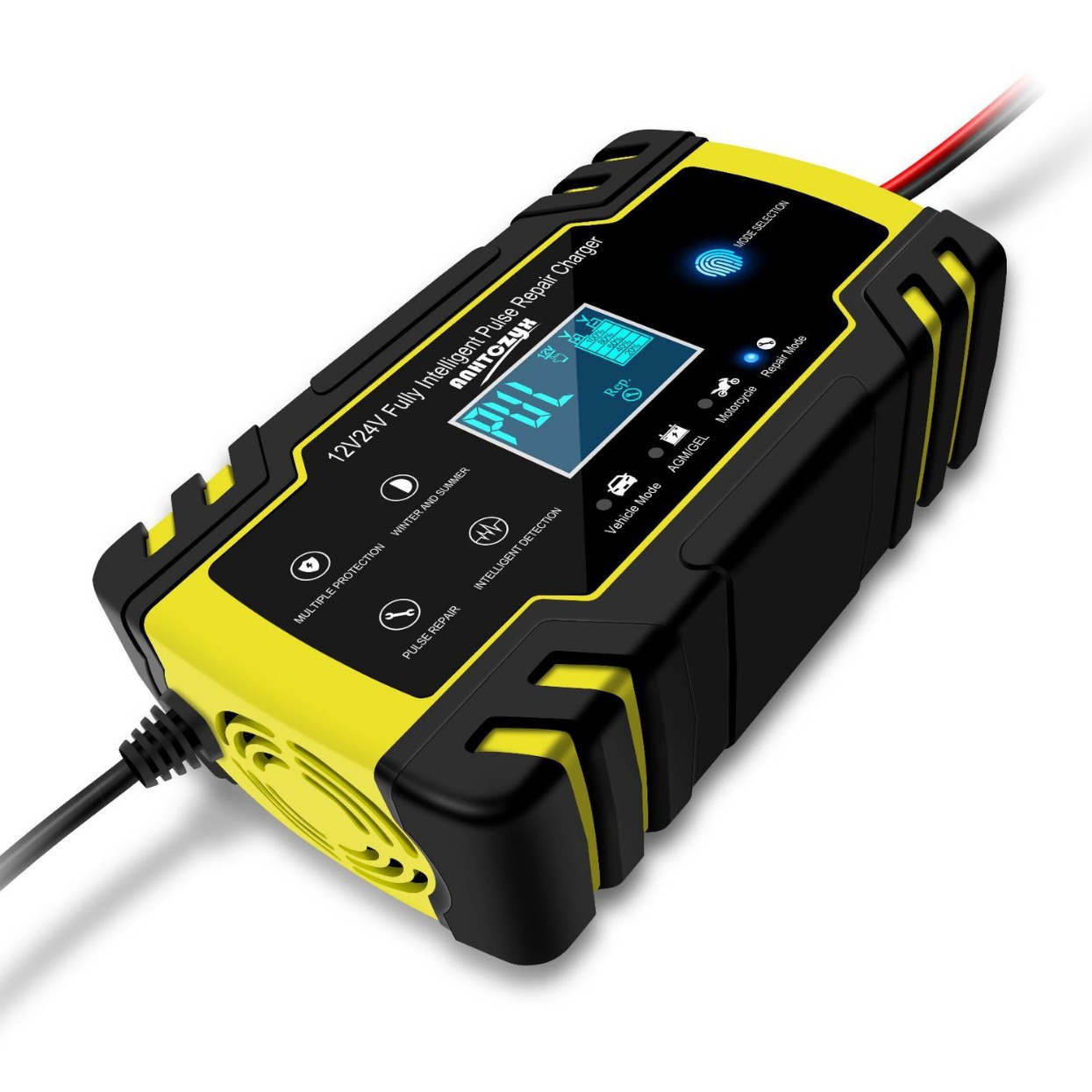 Cargador de batería para coche y moto 12V/24V – cargador inteligente AGM, camiones, versión UE/UK